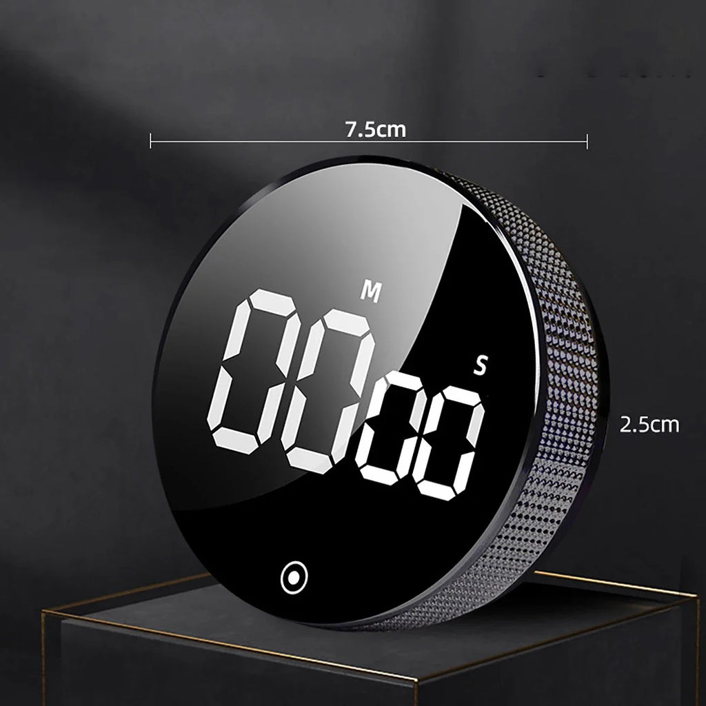 Timer digital de cozinha magnético com alarme e display LCD em fundo branco