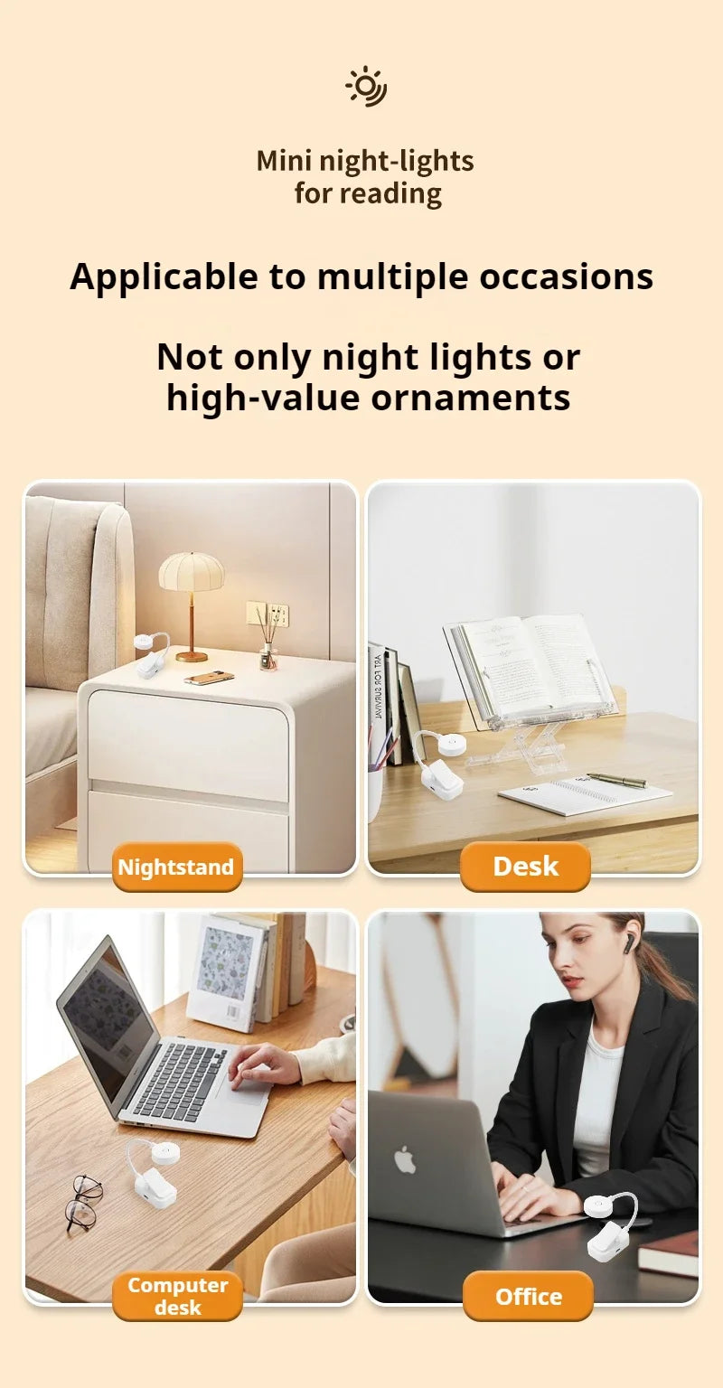 Luminária LED clip ajustável com 3 modos em fundo branco