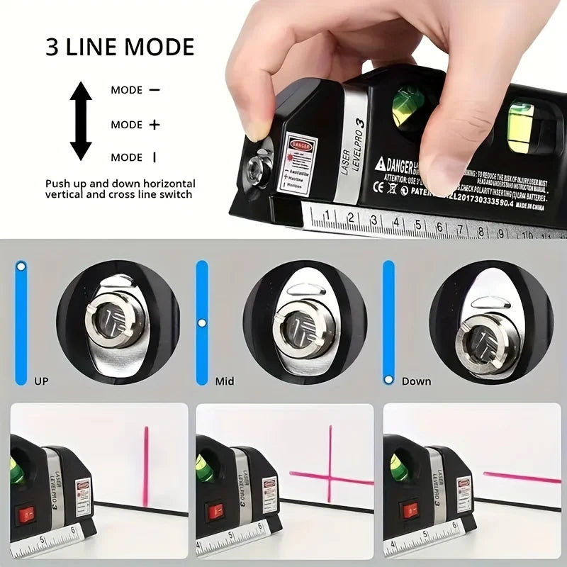 Nível laser verde profissional multifuncional em fundo branco