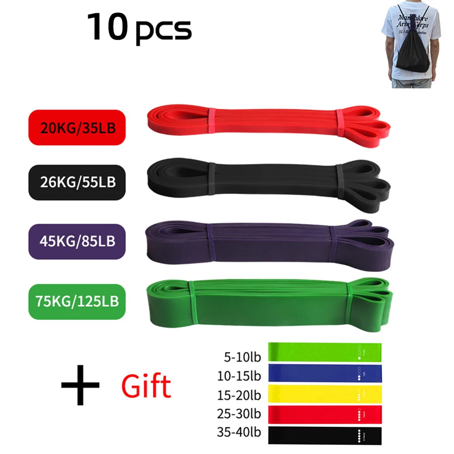 Faixa elástica de resistência kit pilates treino em casa em fundo branco