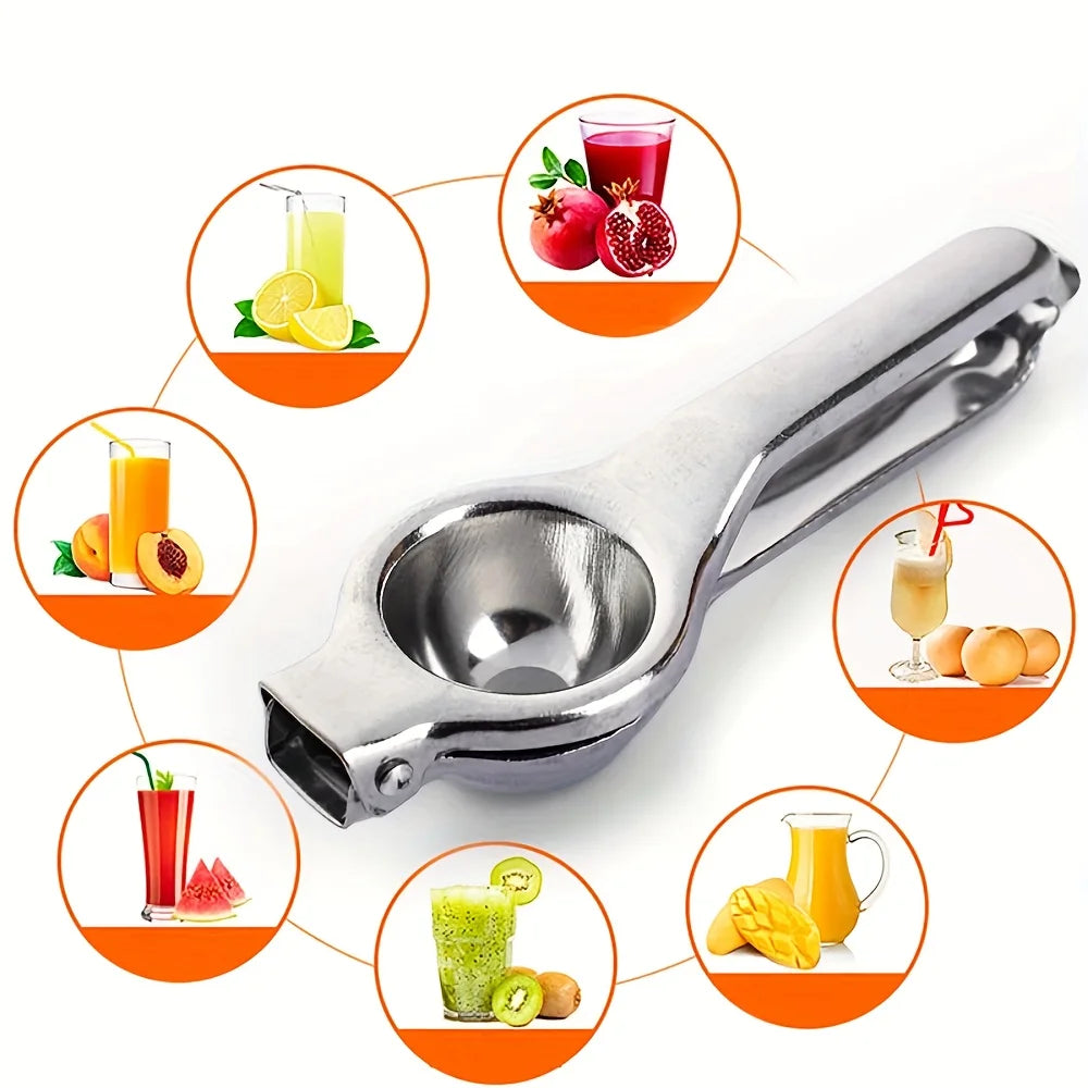 Espremedor de limão profissional em aço inox em fundo branco