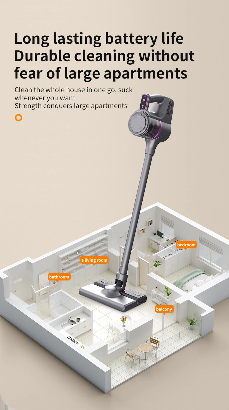 Aspirador vertical sem fio 15000Pa portátil 2 em 1 em fundo branco