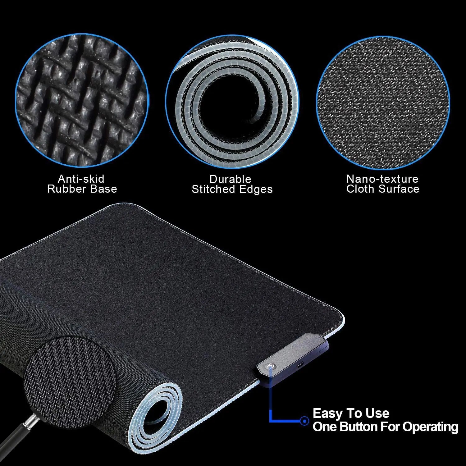 Mousepad Gamer RGB LED Grande Antiderrapante para Teclado 2