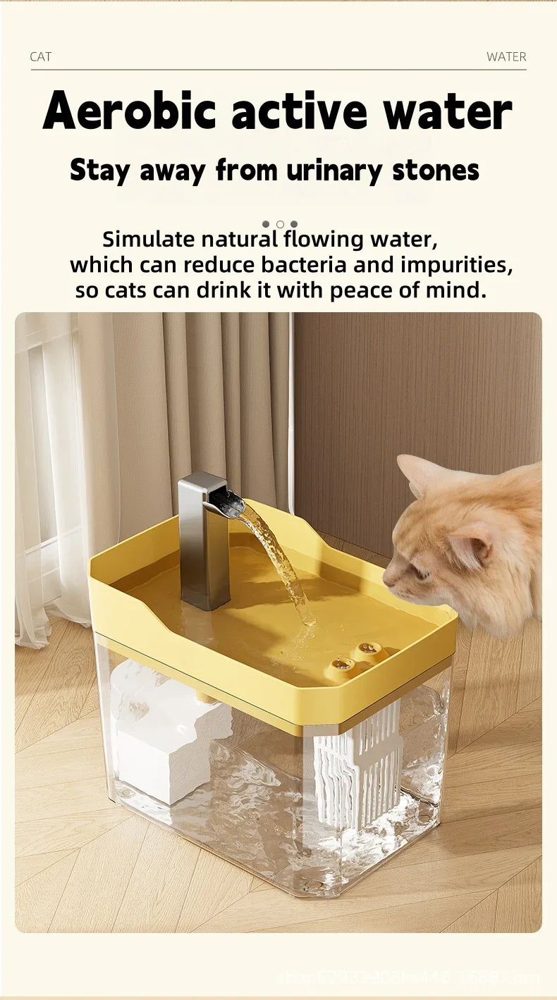 Fonte bebedouro automático para gatos e cães USB com filtro em fundo branco