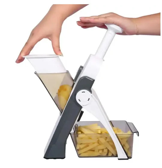 Ralador multifuncional 4 em 1 com coletor recipiente em aço inox em fundo branco