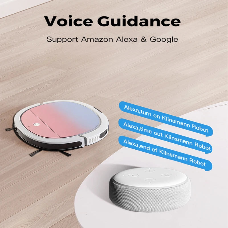 Robô aspirador inteligente com WiFi e tanque de água em fundo branco