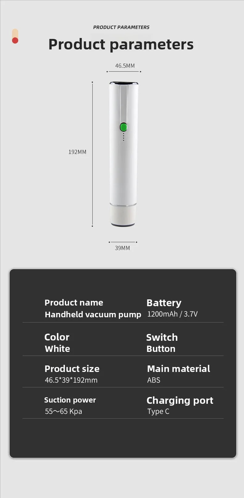 Seladora a vácuo portátil manual elétrica para alimentos em fundo branco