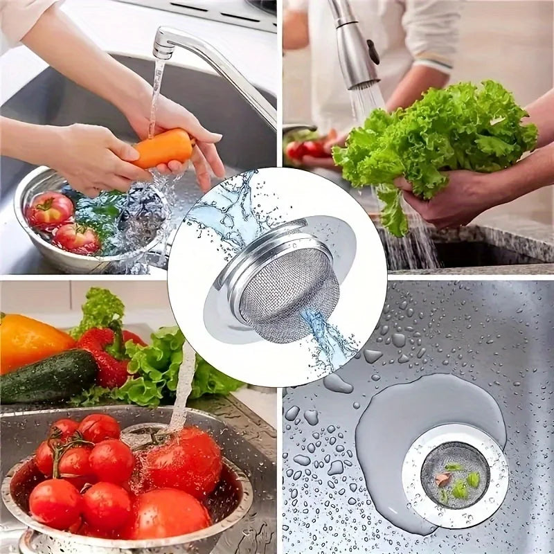 Kit 2 ralos filtro para pia de cozinha em aço inox em fundo branco