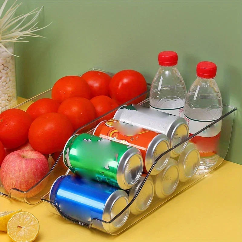 Organizador de geladeira dispenser automático de latas em fundo branco
