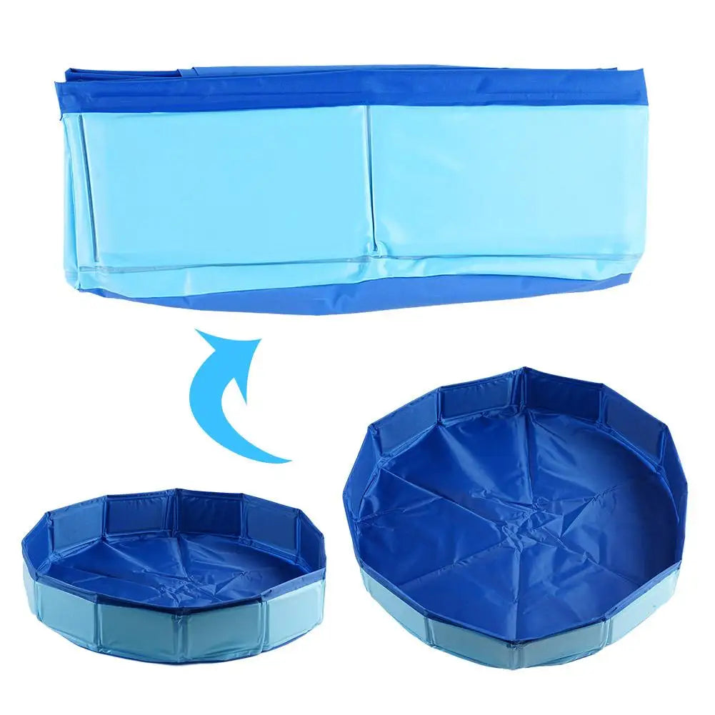 Piscina dobrável para pets banho e diversão antiderrapante em fundo branco