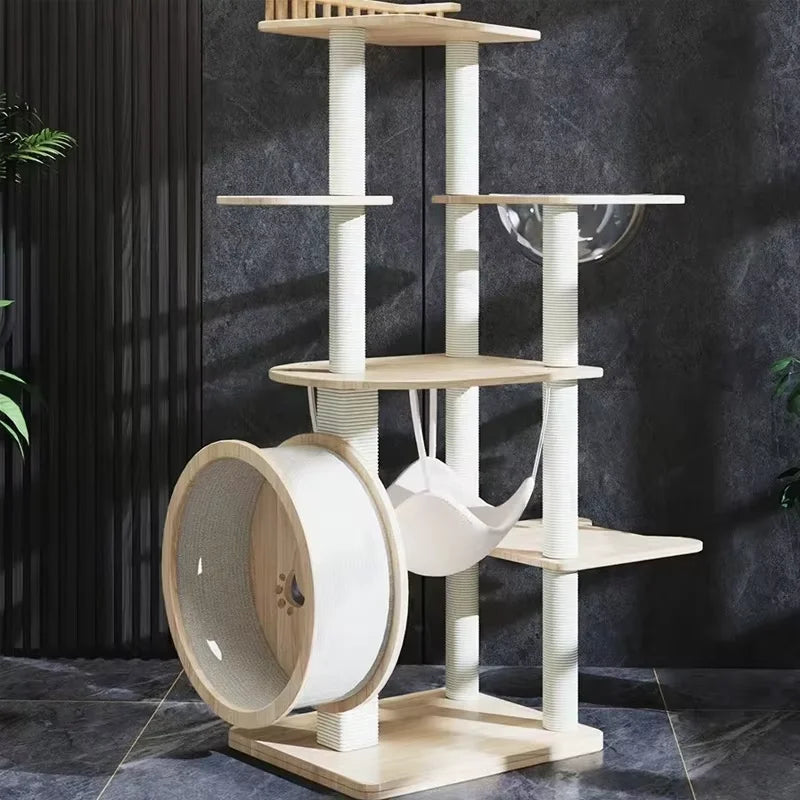 Arranhador para gatos poste com corda sisal e base antiderrapante em fundo branco
