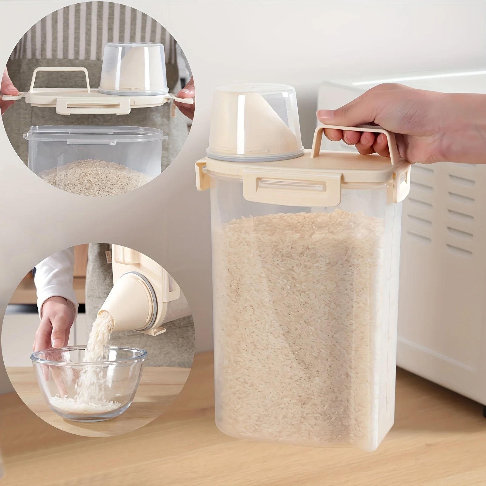 Kit potes herméticos plásticos com tampa 4 peças organizador pantry em fundo branco