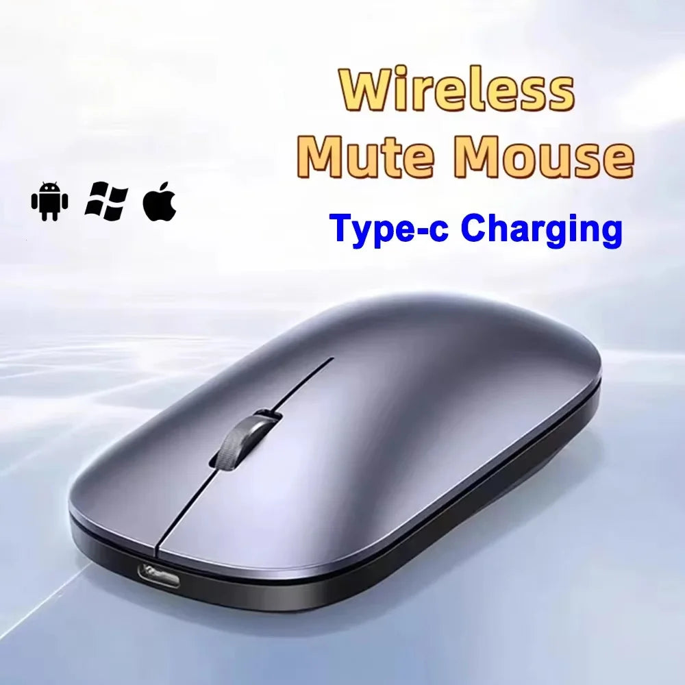 Mouse sem fio recarregável silencioso bluetooth em fundo branco