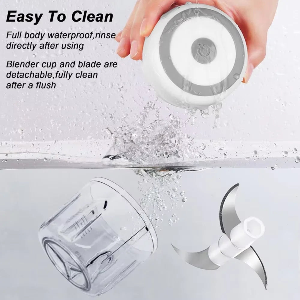Mini processador de alimentos elétrico USB 250ml picador portátil em fundo branco