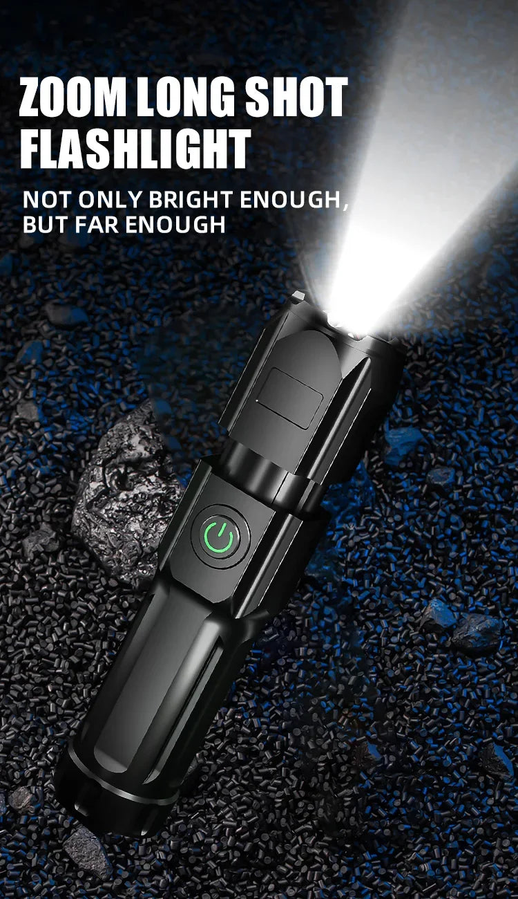 Lanterna Tática LED Recarregável USB com Zoom à Prova D'água 7