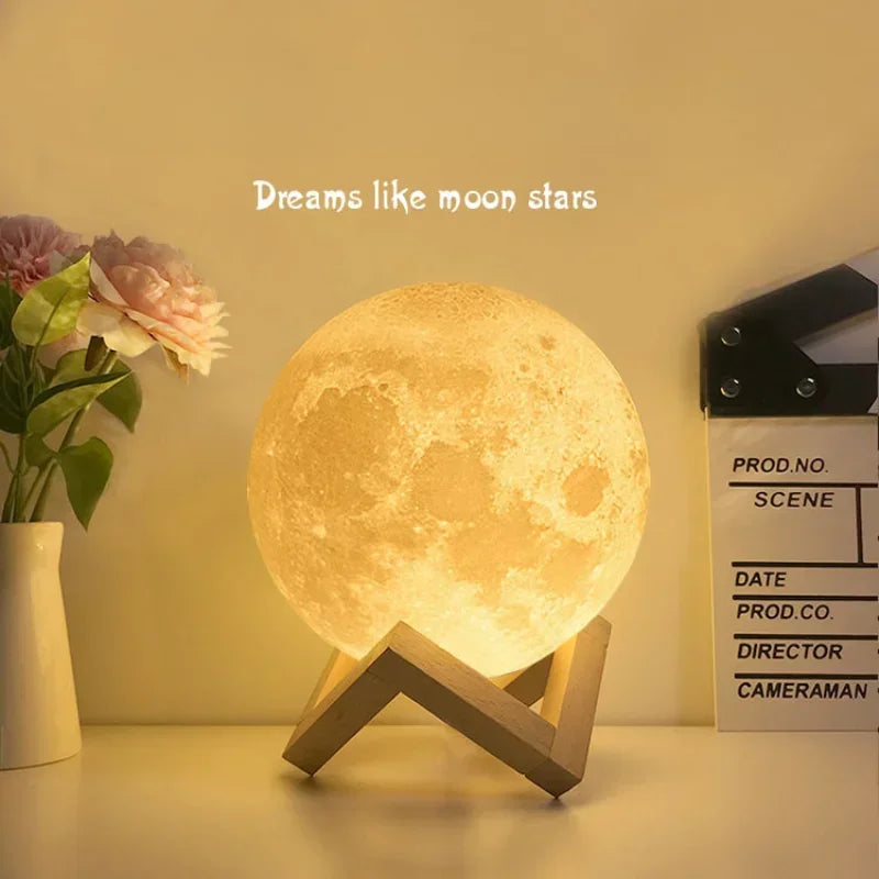 Luminária Lua 3D LED 16 Cores com Controle Recarregável 5