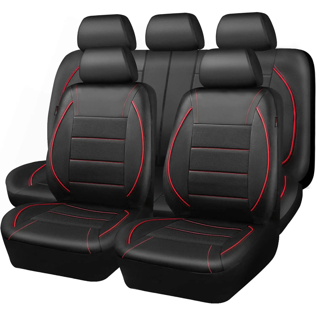Capa universal para banco de carro em couro impermeável kit 5 bancos em fundo branco