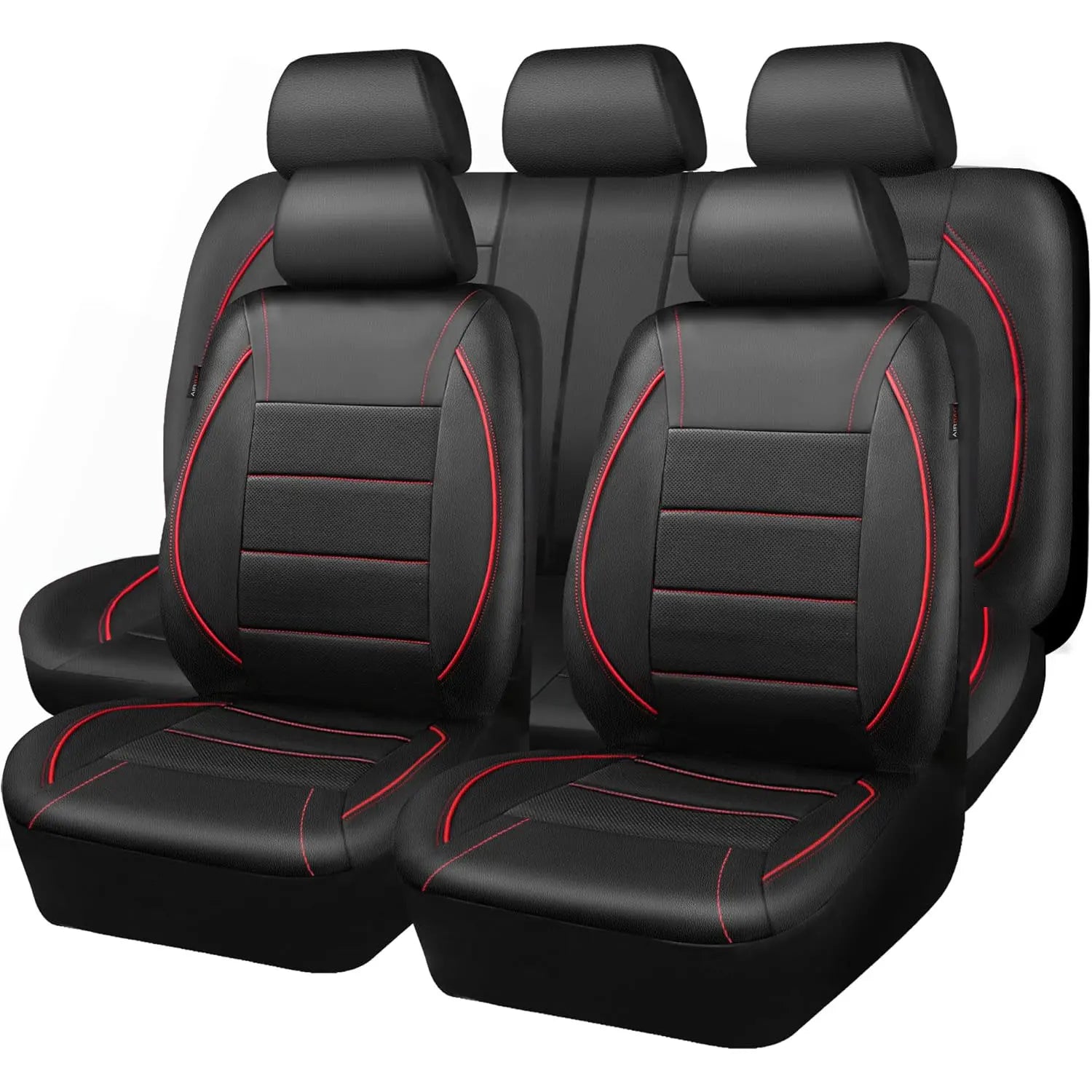Capa universal para banco de carro em couro impermeável kit 5 bancos em fundo branco