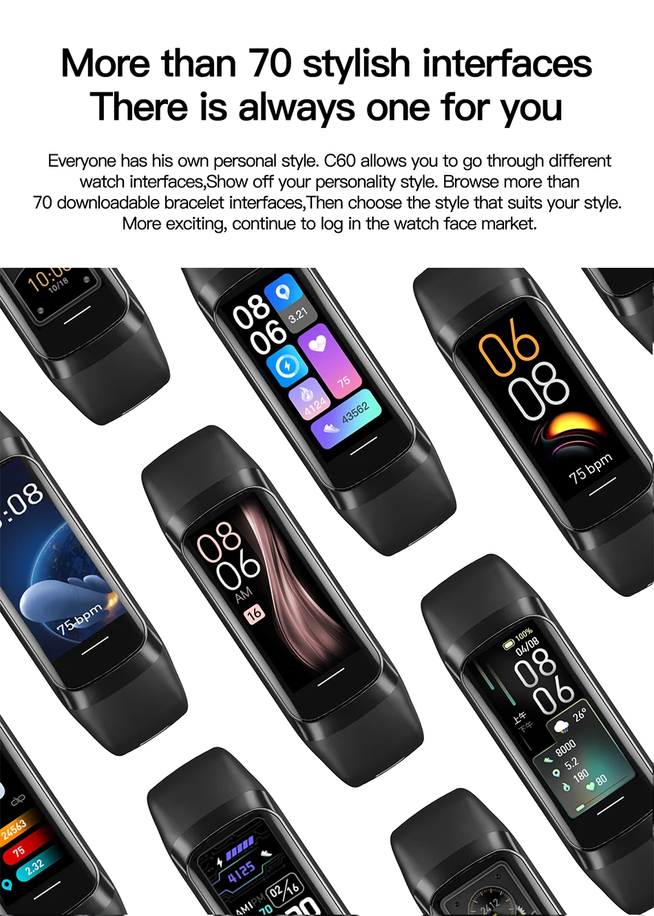 Smartwatch amoled com monitor cardíaco em fundo branco