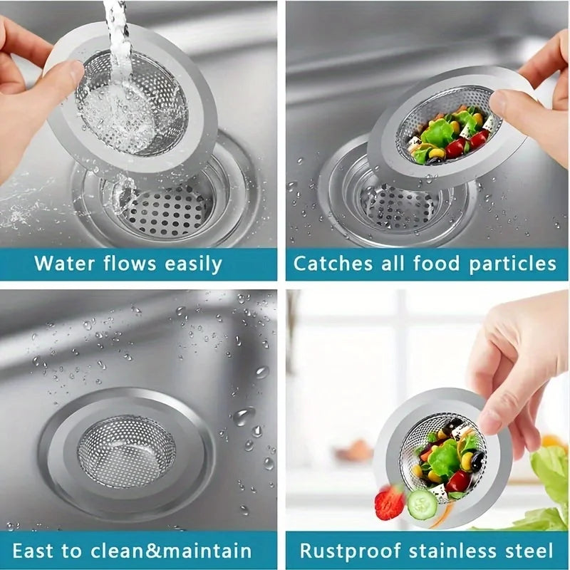 Kit 2 ralos filtro para pia de cozinha em aço inox em fundo branco