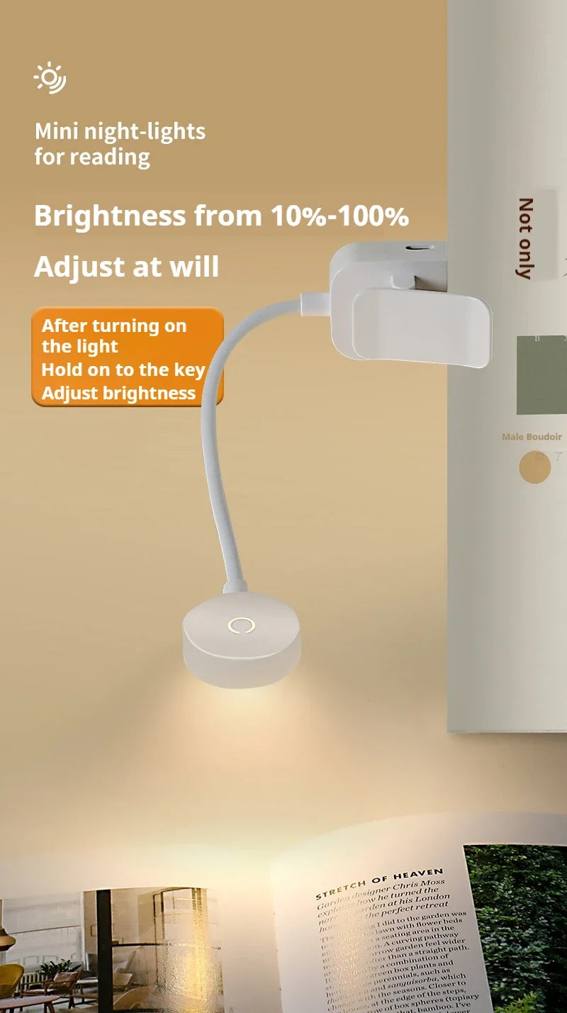 Luminária LED clip ajustável com 3 modos em fundo branco