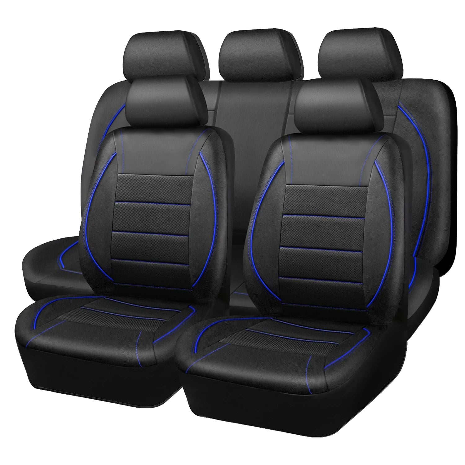 Capa universal para banco de carro em couro impermeável kit 5 bancos em fundo branco