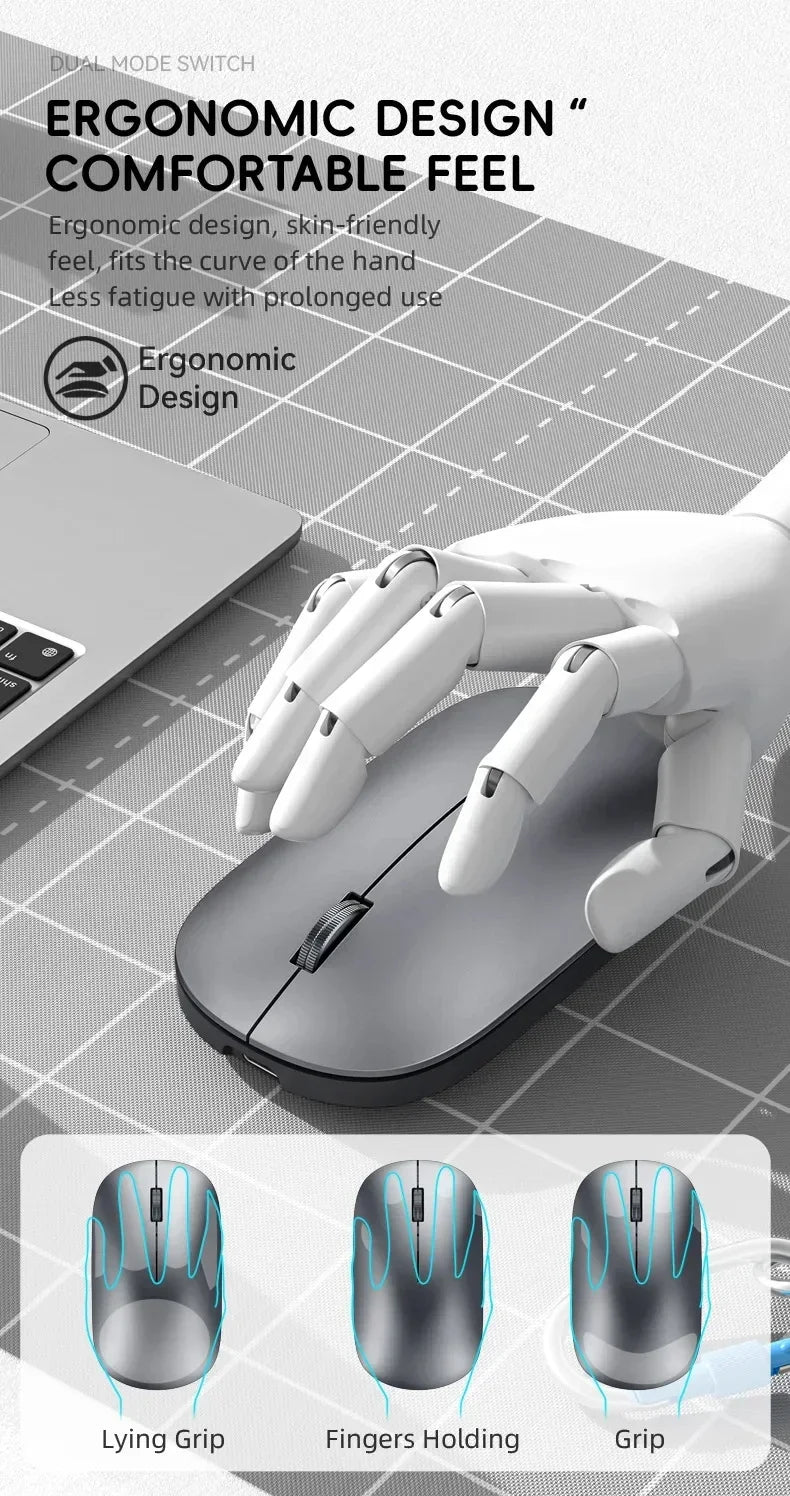 Mouse sem fio recarregável silencioso bluetooth em fundo branco