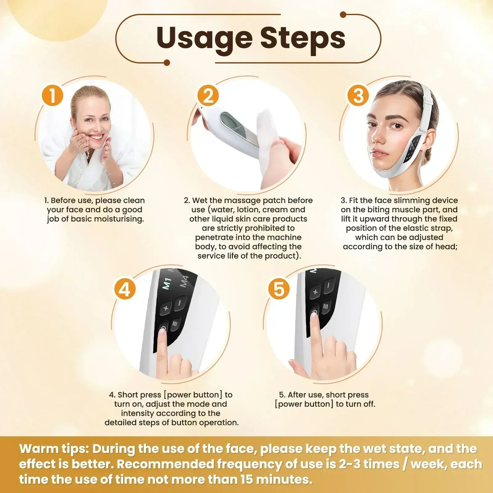 Massageador facial EMS microcorrente para lifting em fundo branco