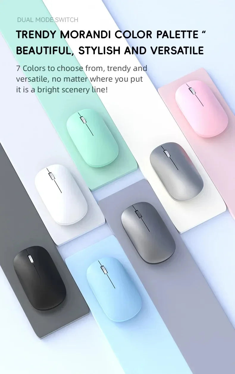 Mouse sem fio recarregável silencioso bluetooth em fundo branco