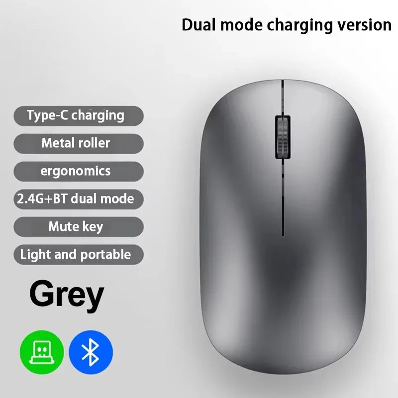 Mouse sem fio recarregável silencioso bluetooth em fundo branco