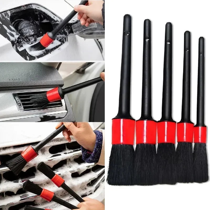 Kit escovas de detalhamento automotivo para painel e saída de ar em fundo branco
