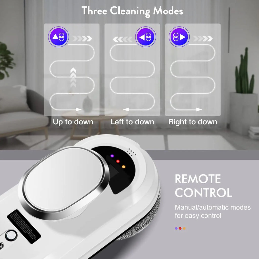 Limpador de vidros inteligente elétrico com controle remoto em fundo branco