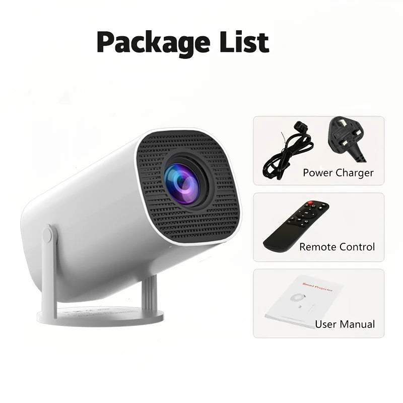 Mini projetor portátil 4K LED HD em fundo branco