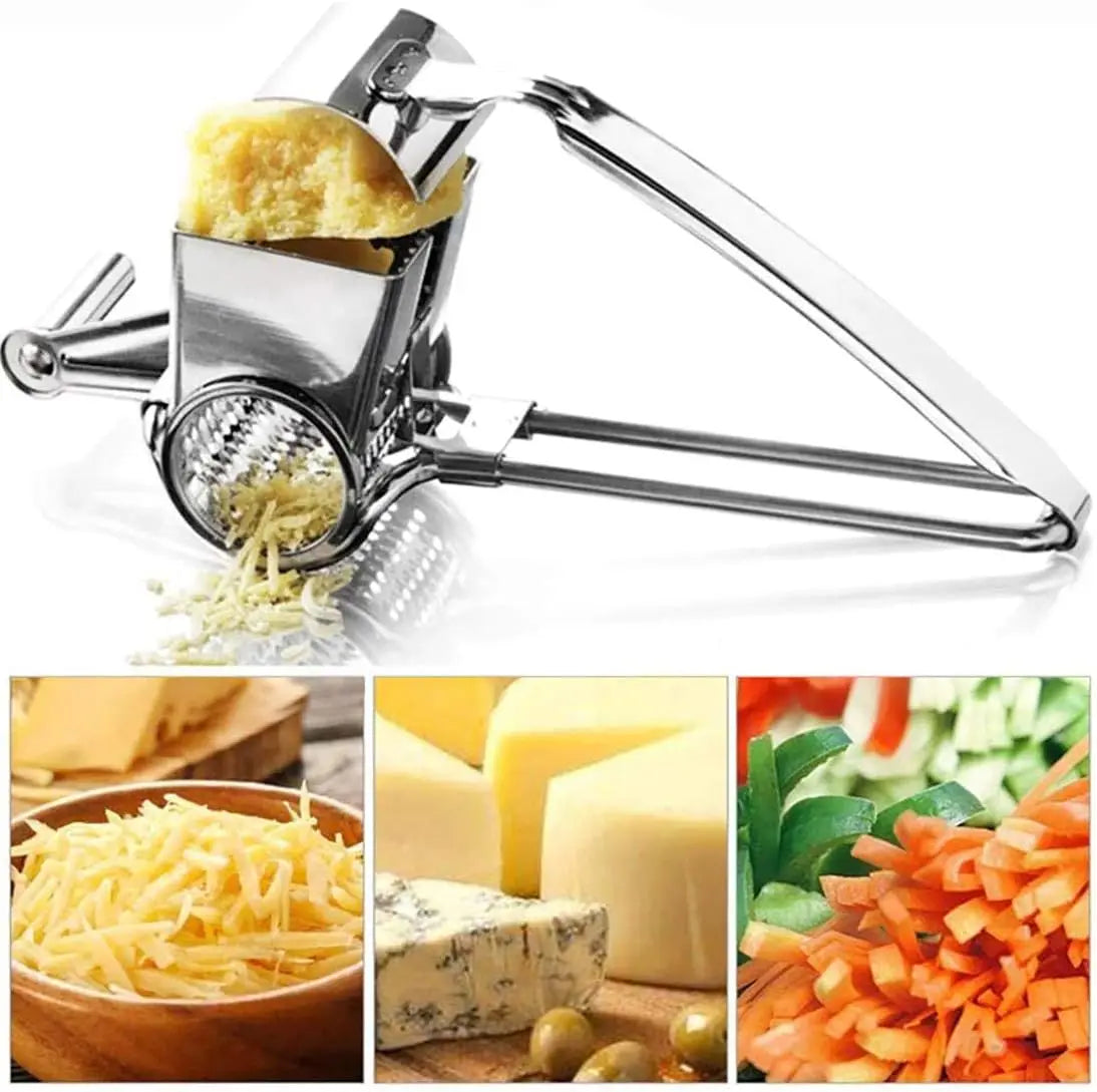 Ralador Rotativo Manual Inox 3 Cilindros para Queijo e Legumes 4