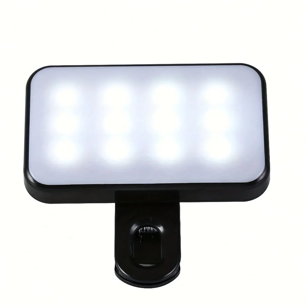 Ring light selfie recarregável com 36 LEDs e 3 cores em fundo branco