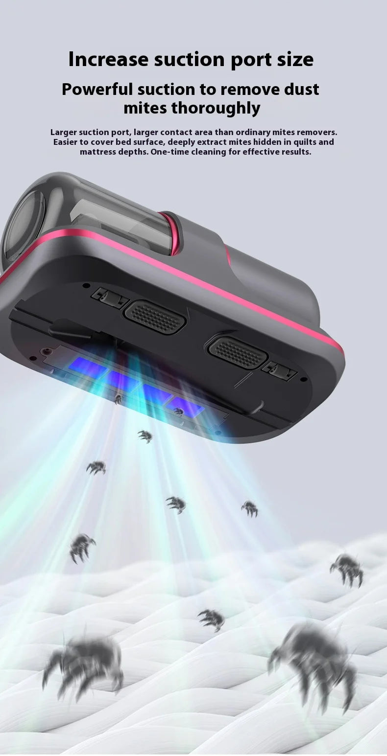 Aspirador de colchão portátil com luz UV 12000Pa em fundo branco