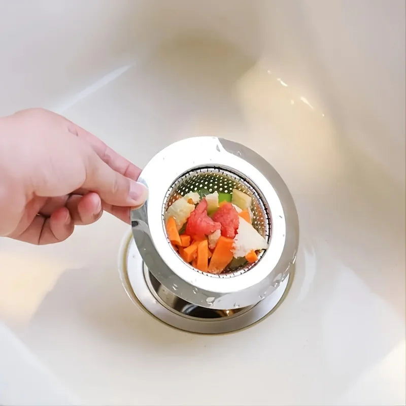 Kit 2 ralos filtro para pia de cozinha em aço inox em fundo branco