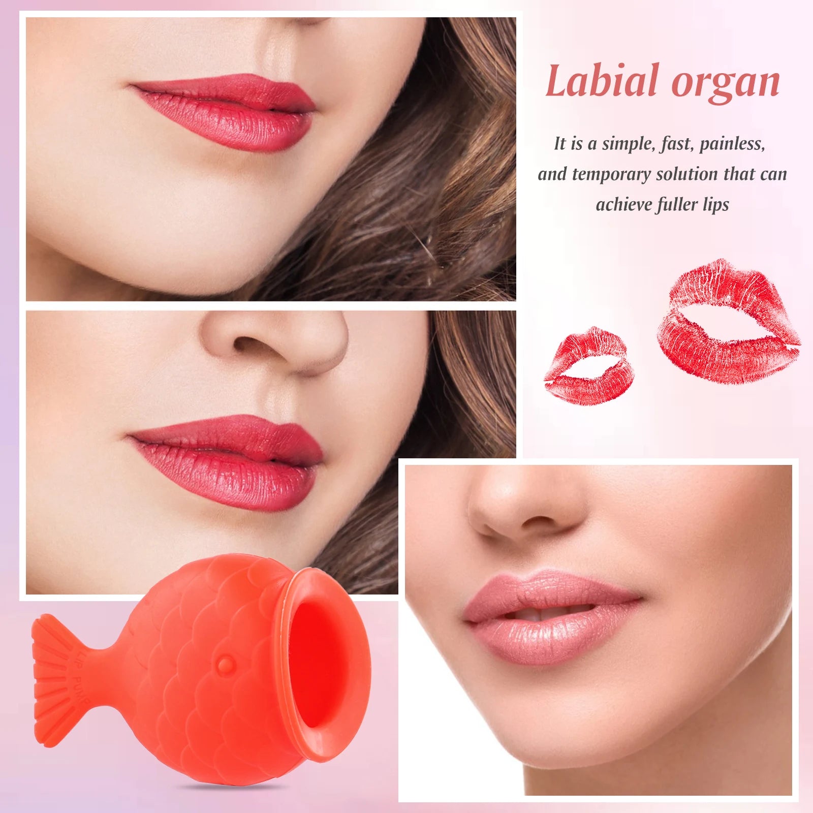 Lip plumper sucção labial de silicone para aumento de volume em fundo branco