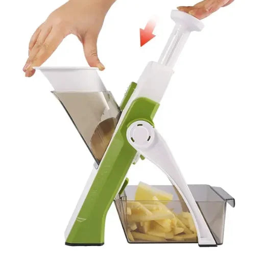Ralador multifuncional 4 em 1 com coletor recipiente em aço inox em fundo branco