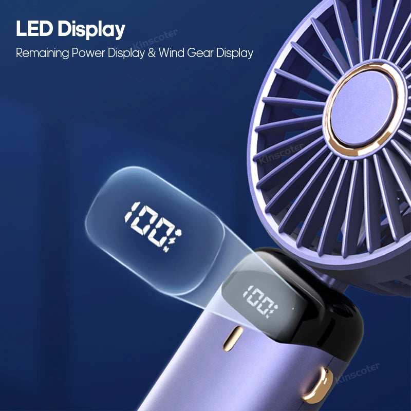 Mini Ventilador de Pescoço Dobrável 5 Velocidades USB 3
