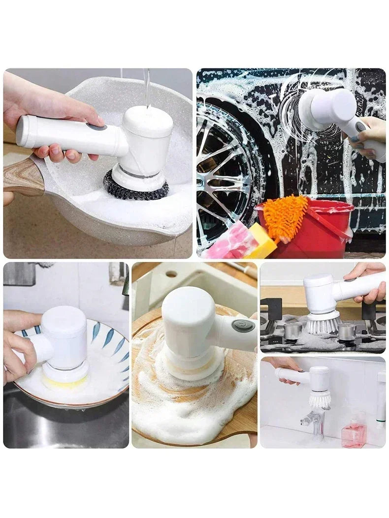 Escova elétrica recarregável para limpeza de banheiro e rejunte em fundo branco