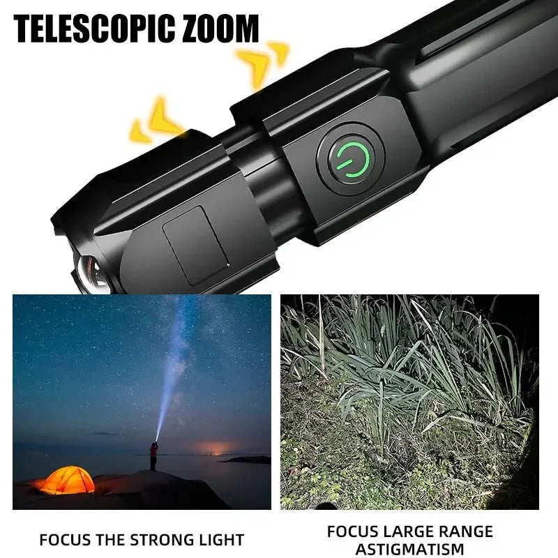Lanterna Tática LED Recarregável USB com Zoom à Prova D'água 2