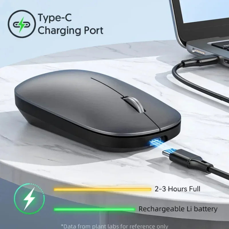 Mouse sem fio recarregável silencioso bluetooth em fundo branco