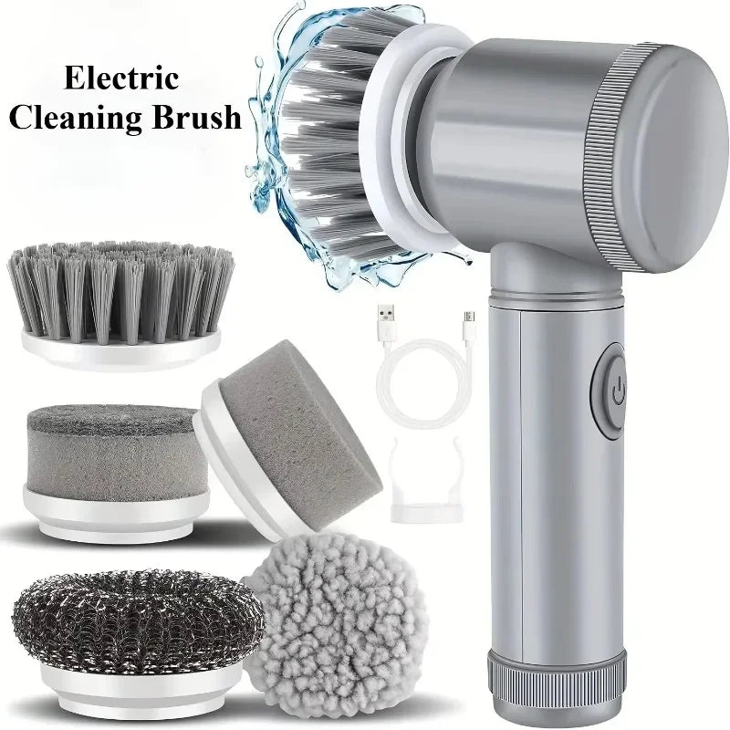 Escova elétrica recarregável para limpeza de banheiro e rejunte em fundo branco