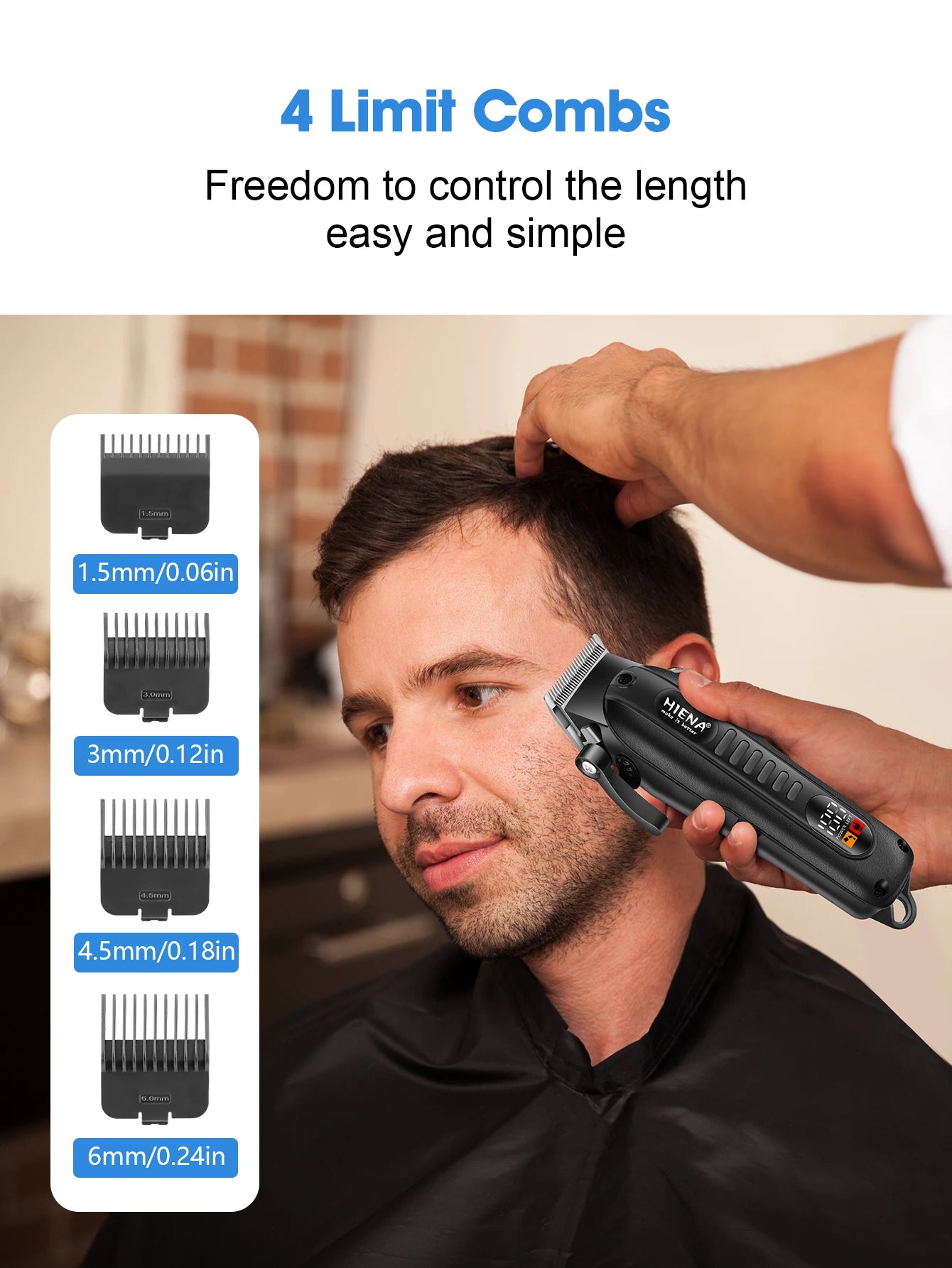 Aparador de barba elétrico profissional recarregável em fundo branco
