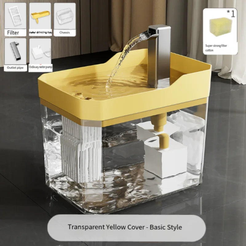 Fonte bebedouro automático para gatos e cães USB com filtro em fundo branco