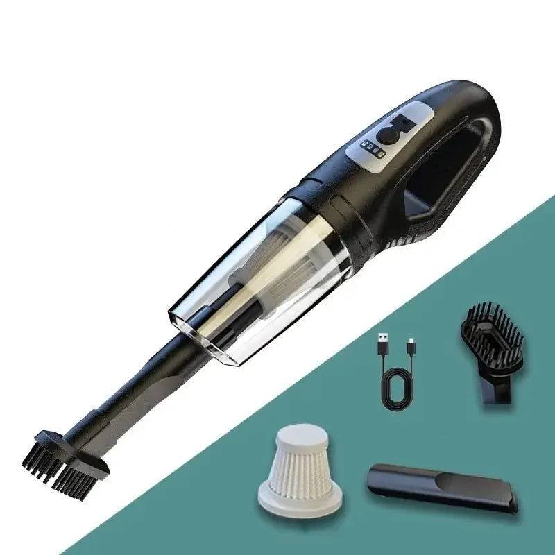 Aspirador automotivo portátil USB 120W sem fio em fundo branco