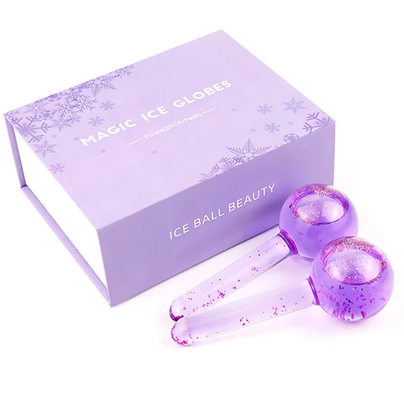 Ice globes massageador facial esferas de gelo para skincare em fundo branco