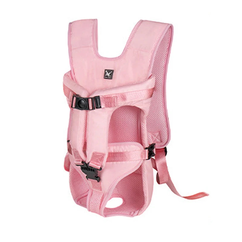 Mochila transporte para pet respirável com janela bolha em fundo branco