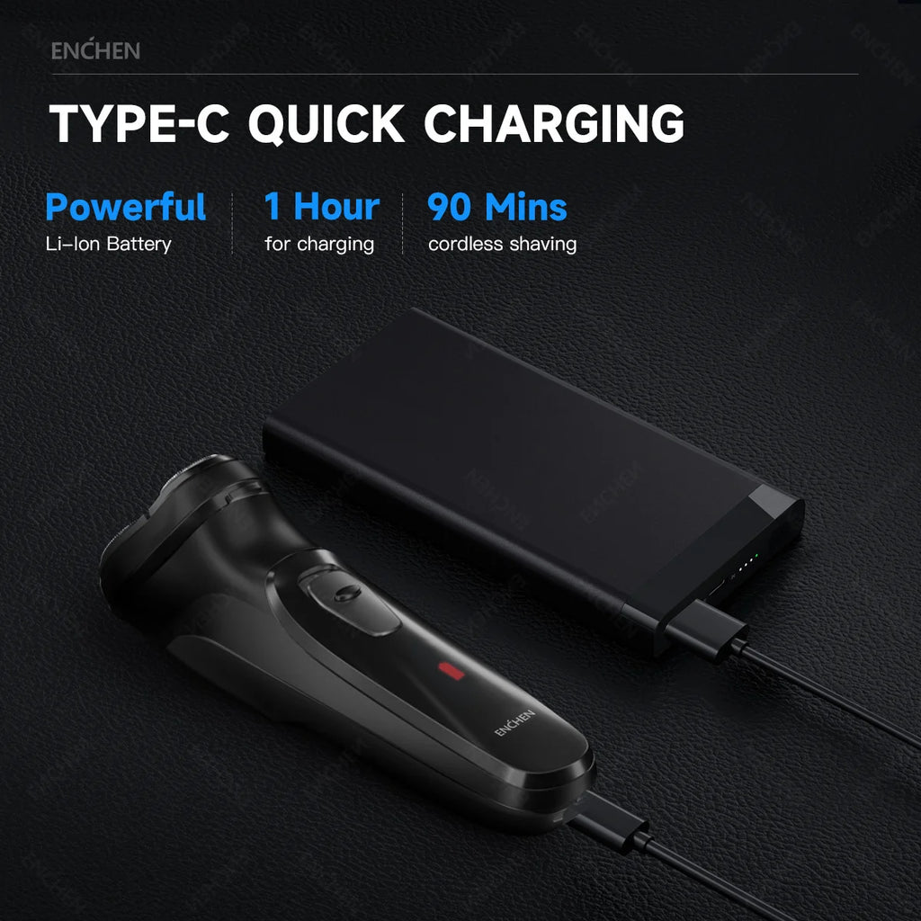 Barbeador Elétrico Rotativo 3 Lâminas Flutuantes USB - Foto 6